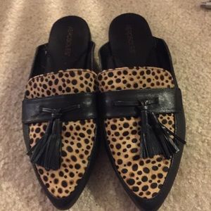 Black and Leopard Print Mules NWOT